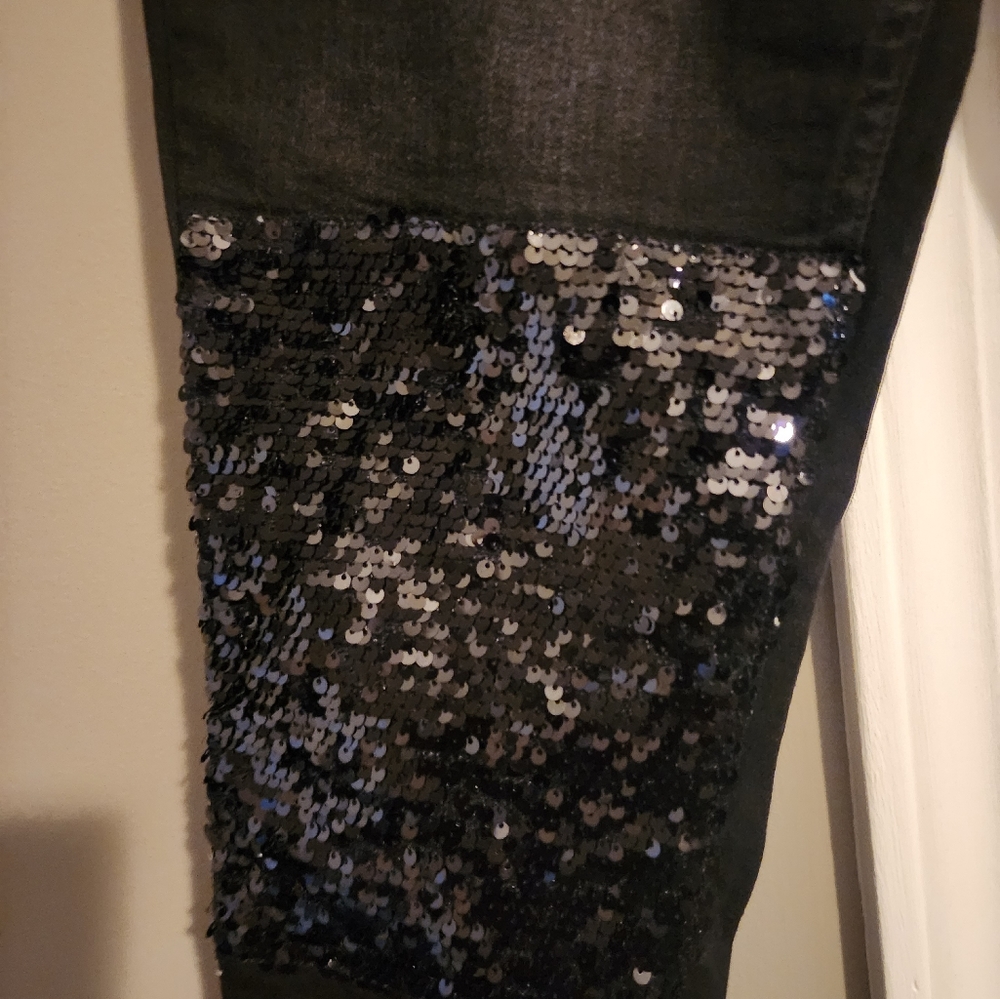 H&M Black Sequin Jeans size 10 - Picture 5 of 8